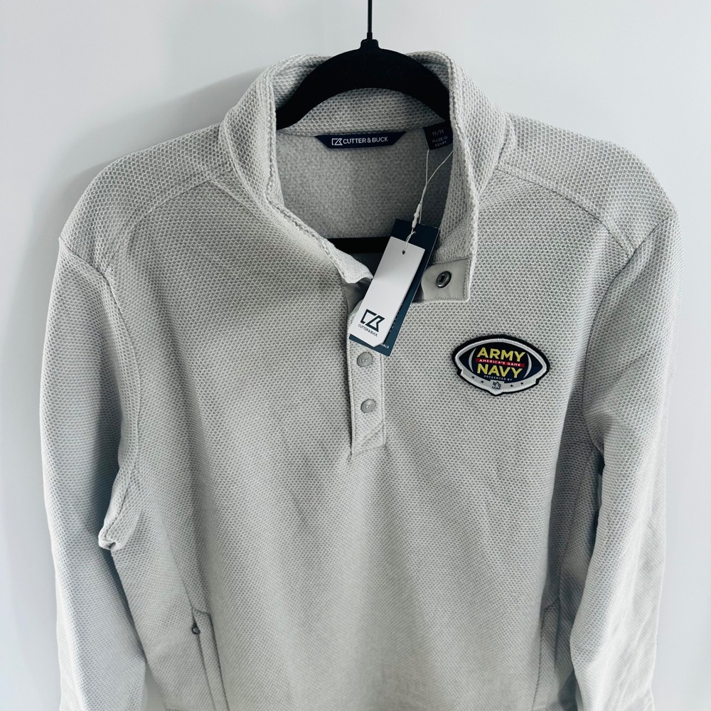 Navy vs‎ Army Cutter & Buck Pullover Snap Mock Neck Sustainable Materials M